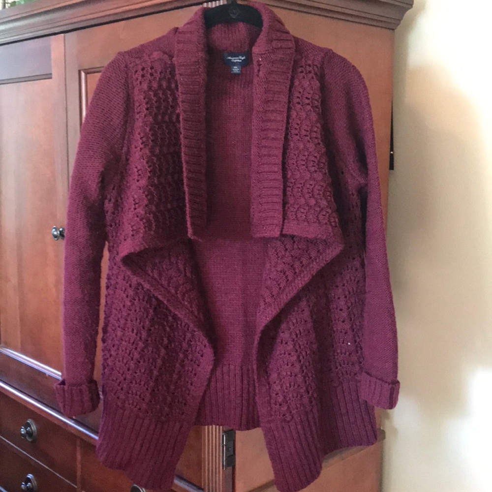 Burgundy Open Cardigan